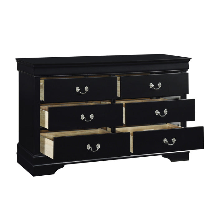 Black Wood 6 Drawer Dresser.