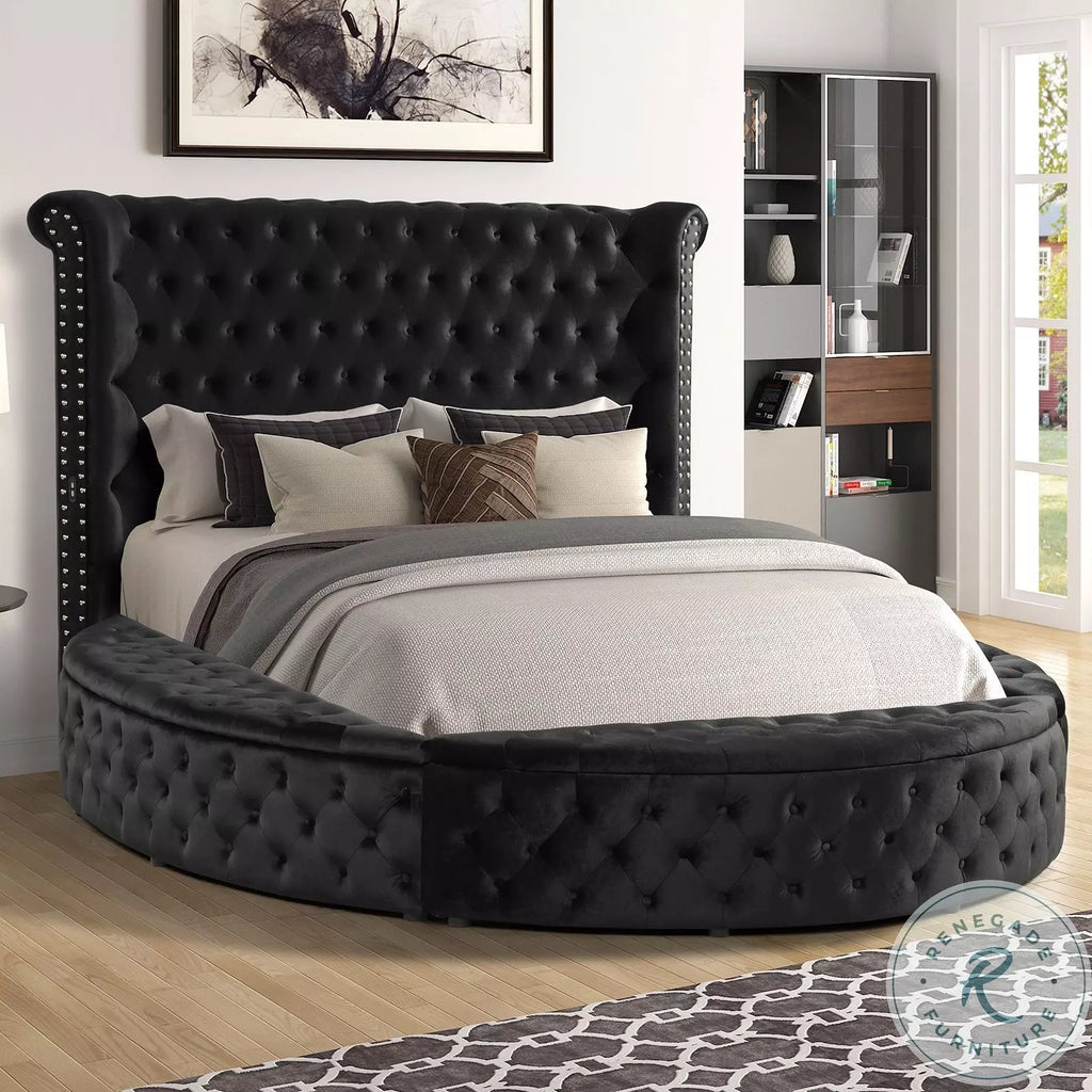 SANSOM E.King & Queen Bed, Black, Blue, & Grey