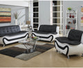 3Pc Black & White Leather Livingroom Set
