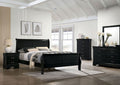 5Pc Black Sleigh Bed Bedroom Set