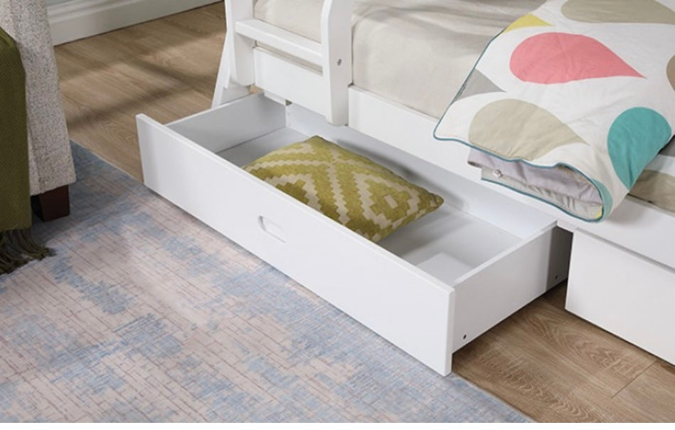 White Twin/Full Bunk Bed w/ Storage Drawers