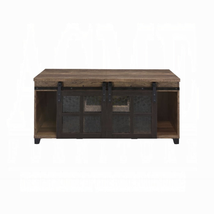 Rustic Wooden Frame & Metal Coffee Table