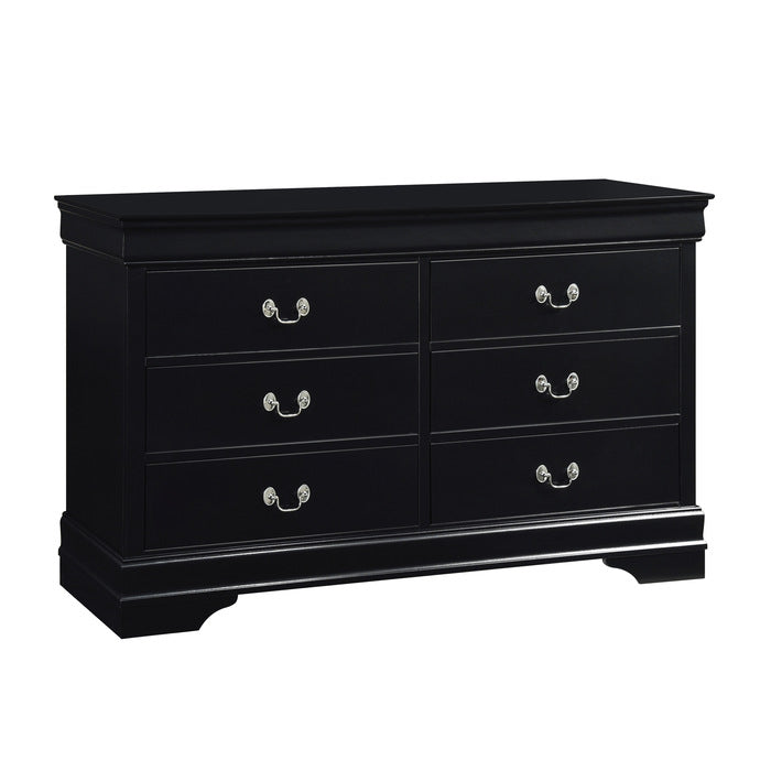 Black Wood 6 Drawer Dresser.