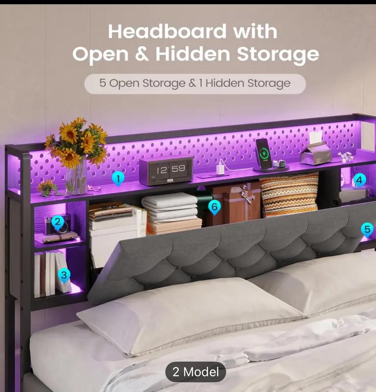 Twin Full Queen Size Bed Frame With LED Lights