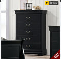 Black Wood 5-Drawer Chest