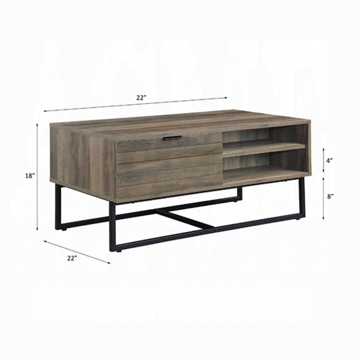Homare Rustic Oak & Black Finish Coffee Table.