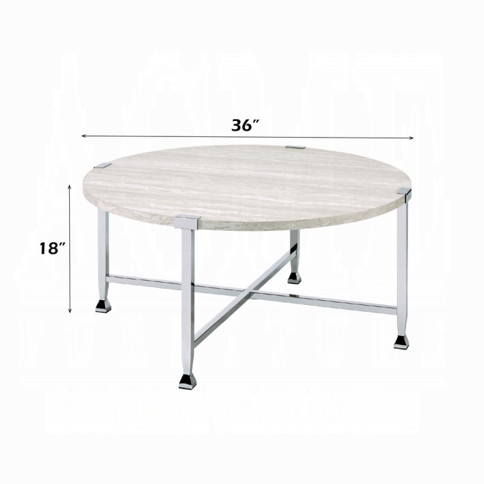 Wooden & Chrome Coffee End Table Set