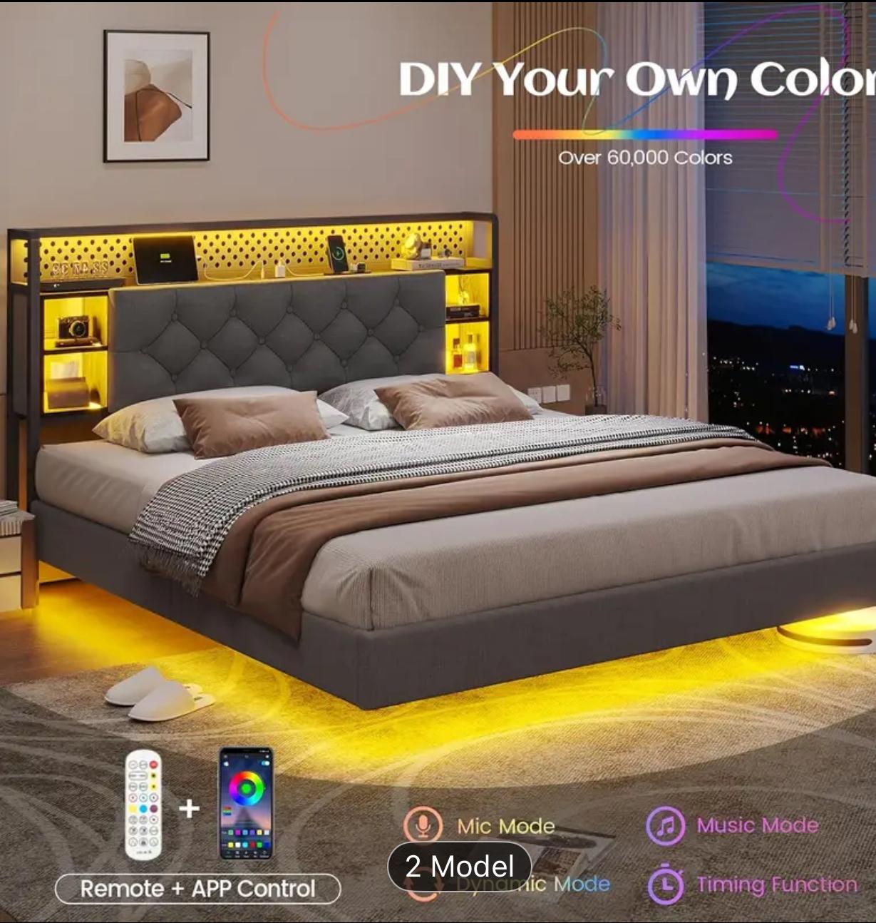 Twin Full Queen Size Bed Frame With LED Lights
