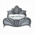 Gray Velvet upholstered Queen King Bed