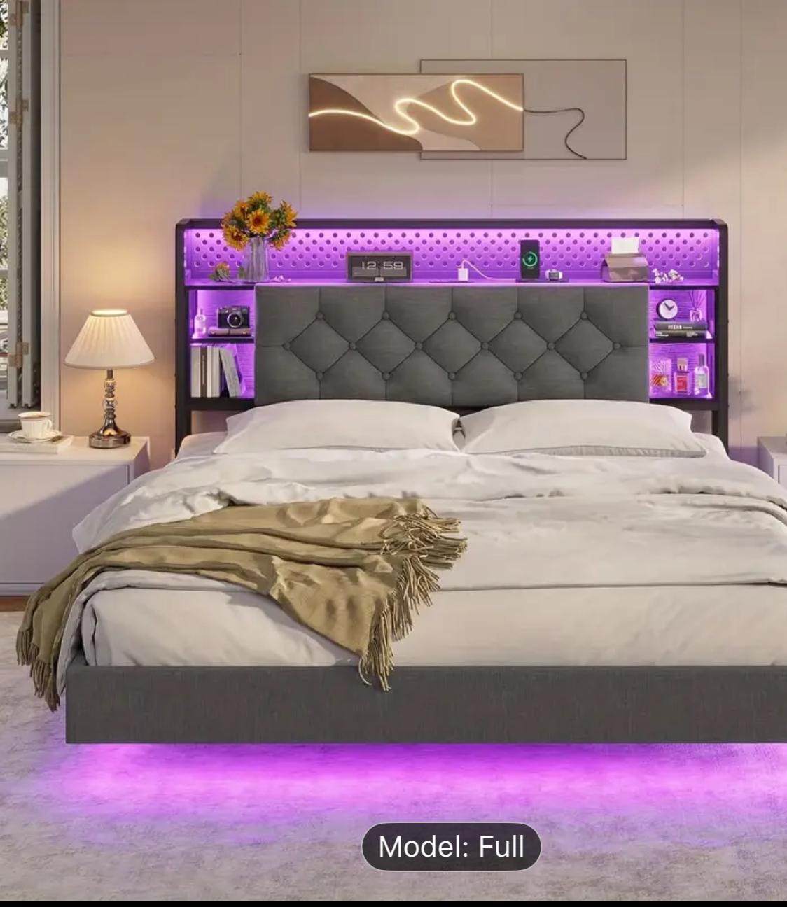 Twin Full Queen Size Bed Frame With LED Lights