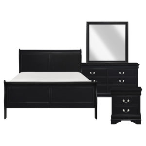 4Pc Black Sleigh Bed Bedroom Set