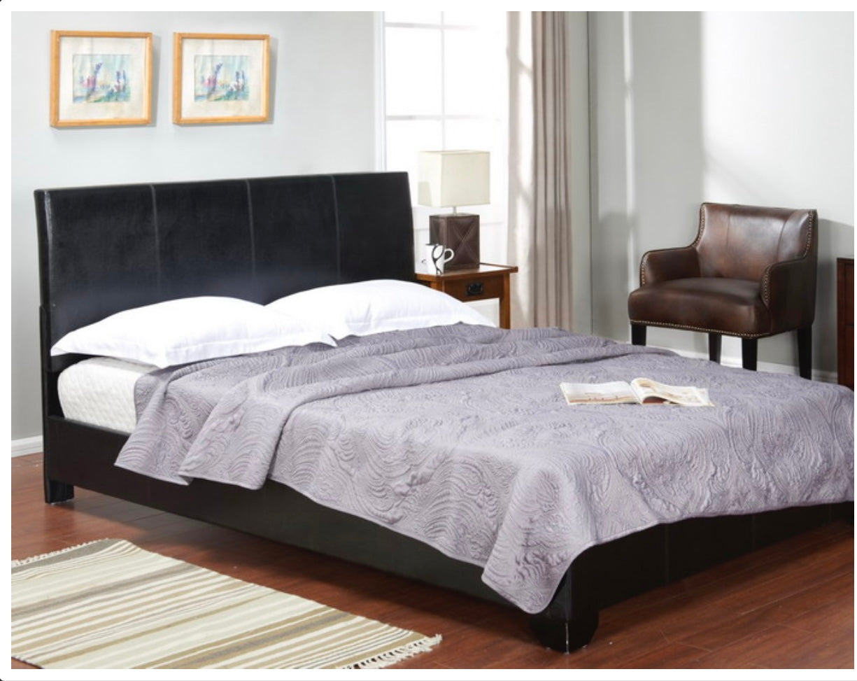 Dark Brown Leather Platform Bed