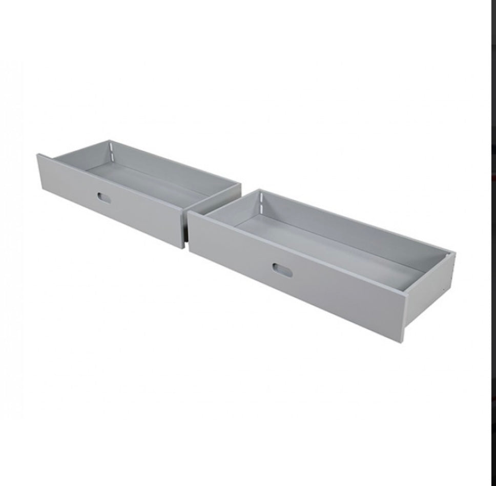 Gray Twin/Full Bunk Bed with Storage Drawers