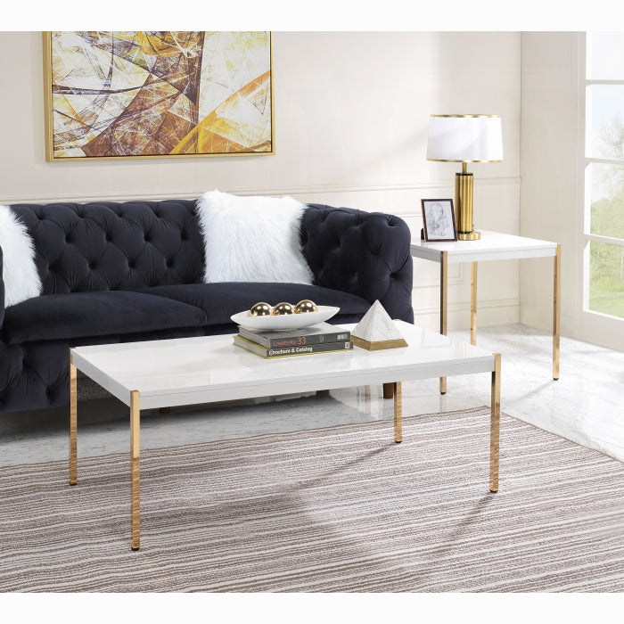White & Gold Coffee & End Table Set