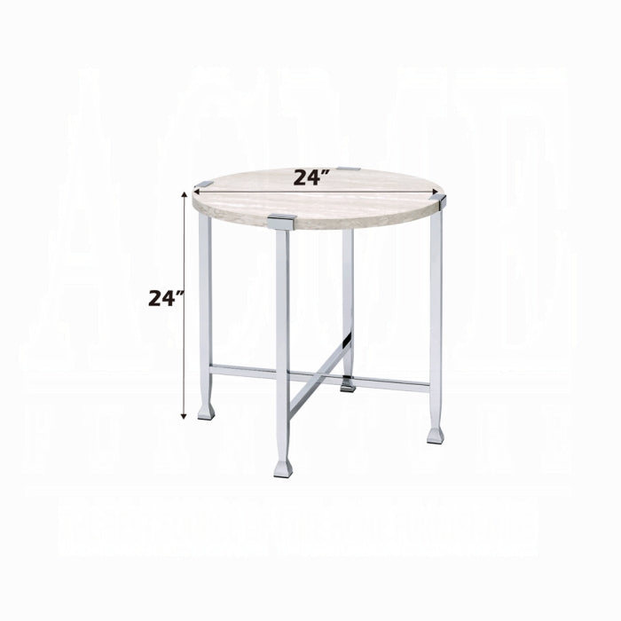 Wooden & Chrome Coffee End Table Set