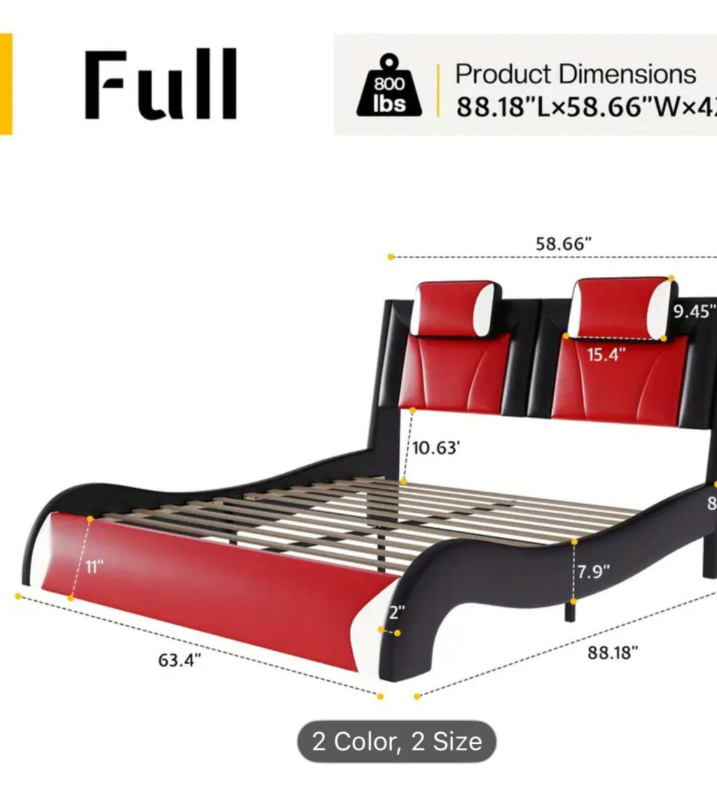 LUX/OAK Full/Queen Size Modern LED USB Bed