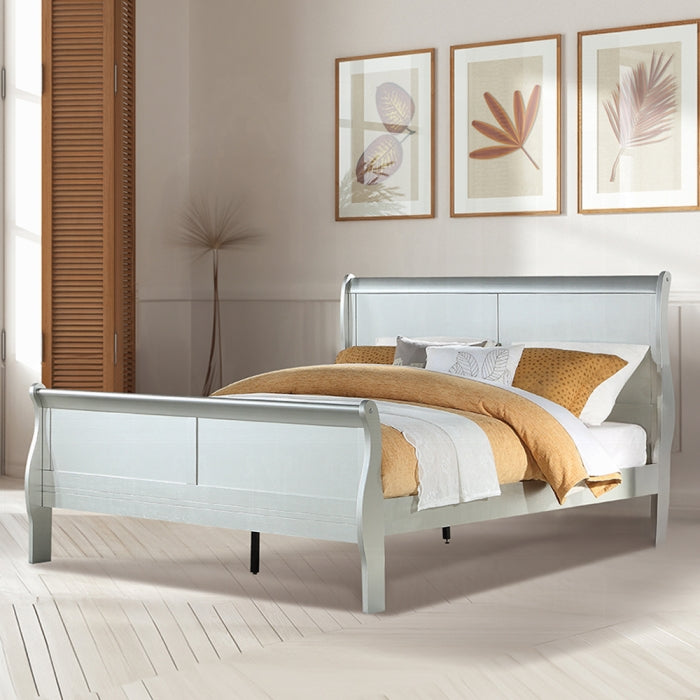 Light Gray Queen Sleigh Bed