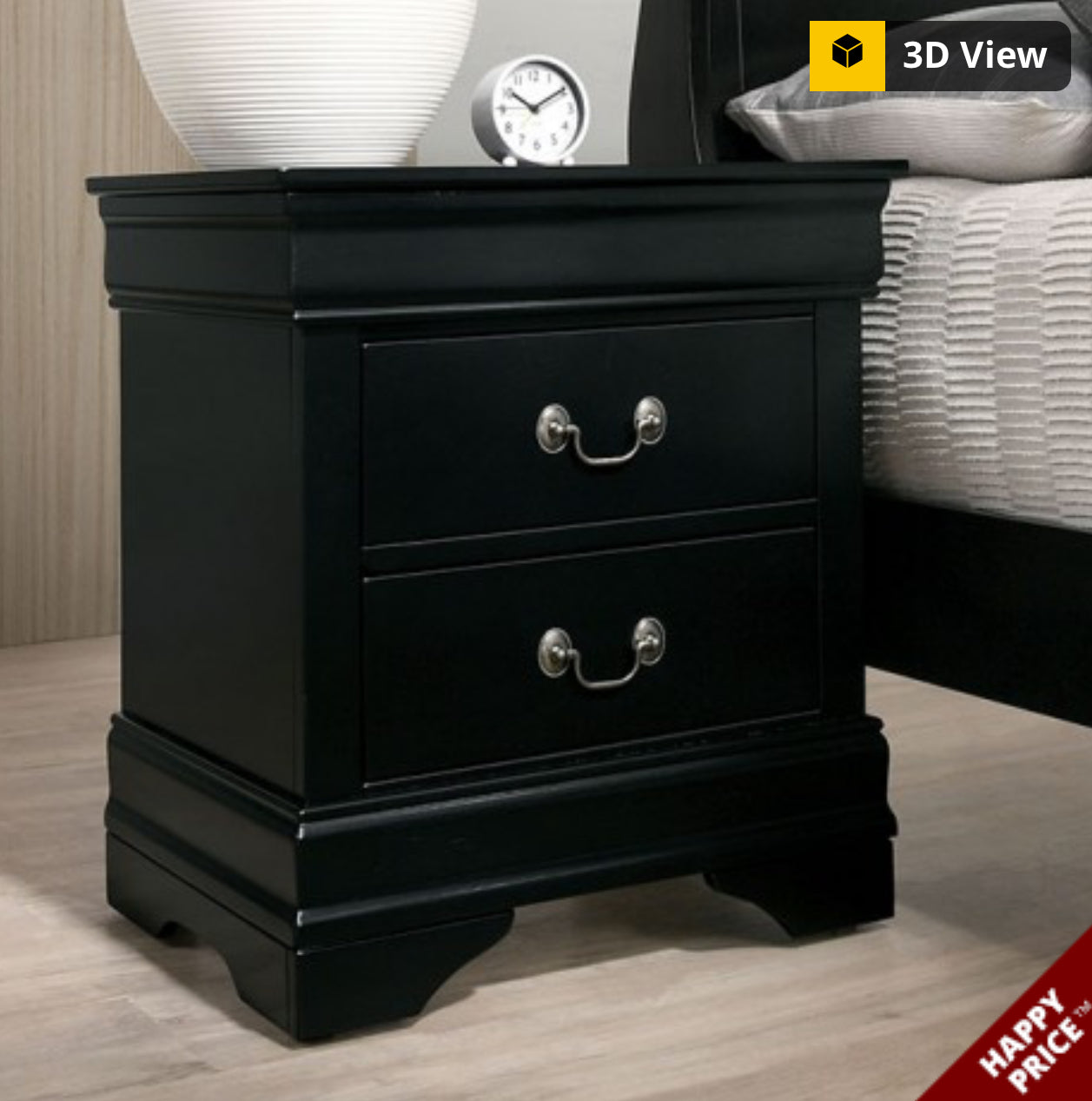 4Pc Black Sleigh Bed Bedroom Set