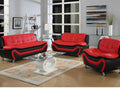 3Pc Red & White Leather Livingroom Set