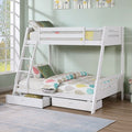 White Twin/Full Bunk Bed w/ Storage Drawers