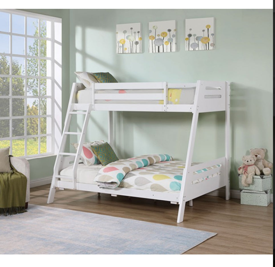White Twin/Full Bunk Bed w/ Storage Drawers