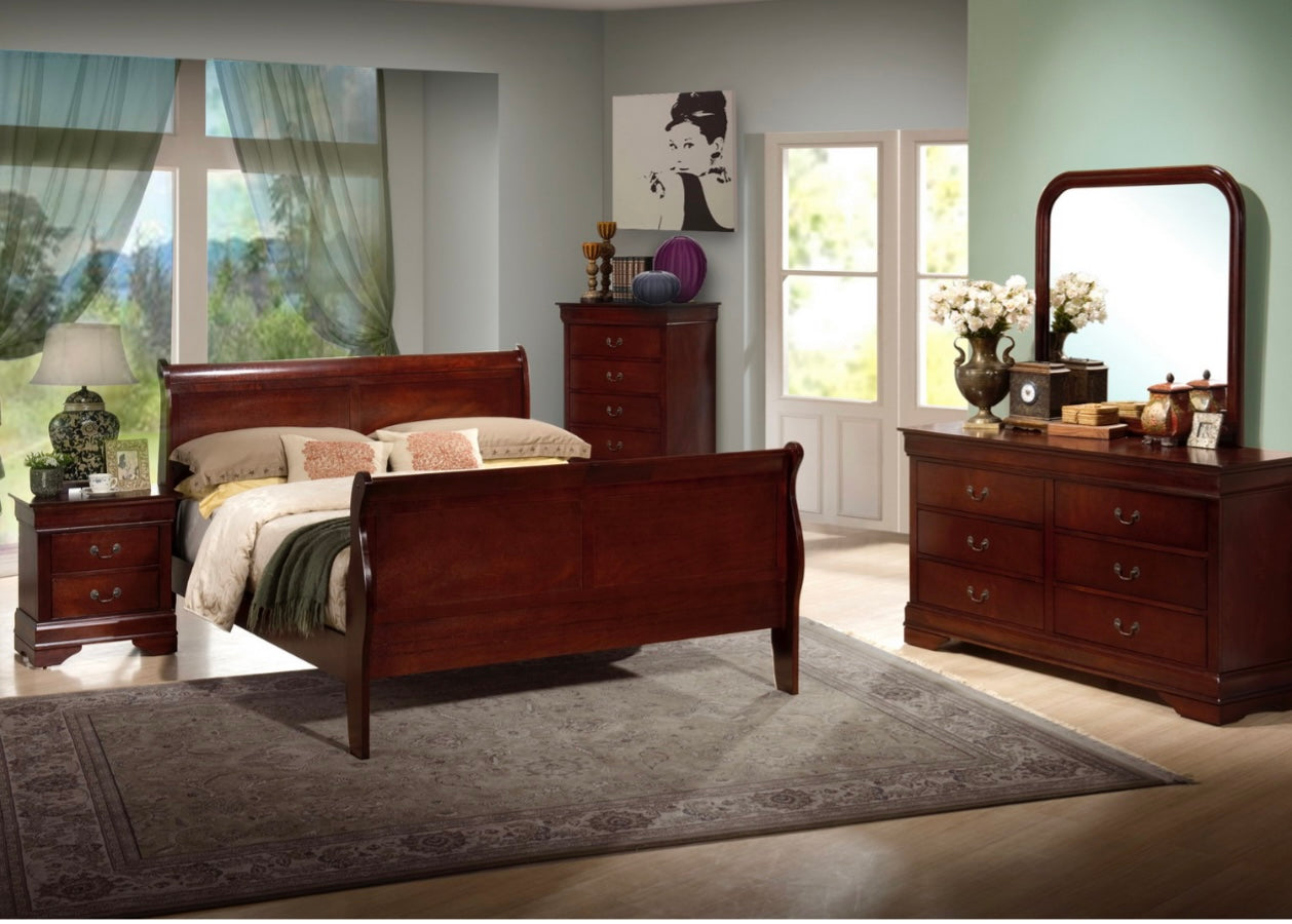 Brown Sleigh Bed Bedroom Set