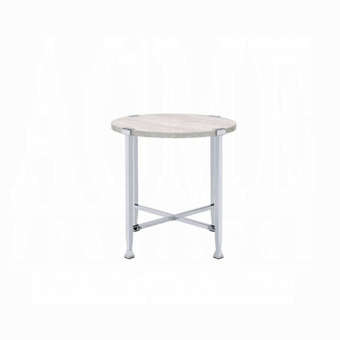 Wooden & Chrome Coffee End Table Set