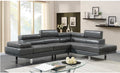 Gray Leather Sectional w/Adjustable Headrest