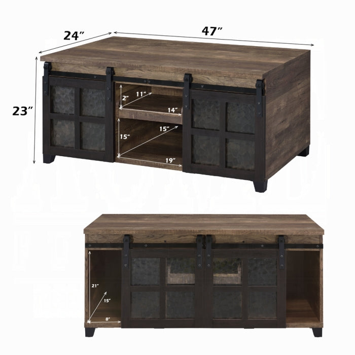 Rustic Wooden Frame & Metal Coffee Table