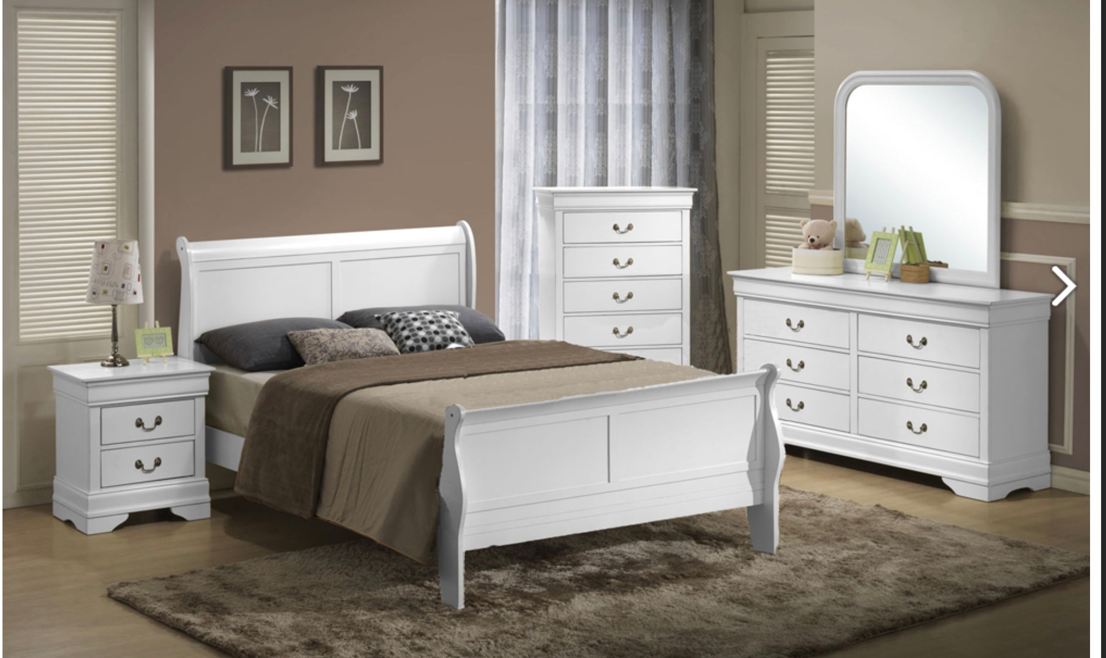 White Sleigh Bed Bedroom Set