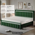 Green Velvet Upholstered Platform Bed. $500