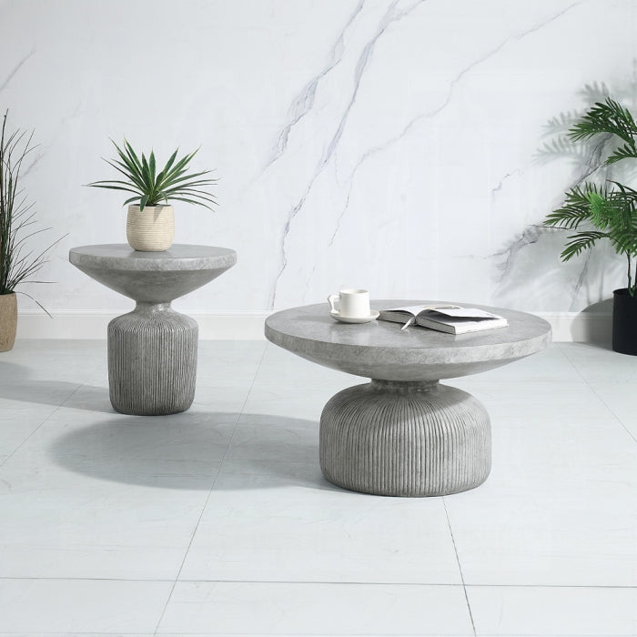 Nature-Inspired Laddie Cement Coffee & End Table