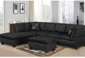 Black Microfiber Sectional w/ Ottoman