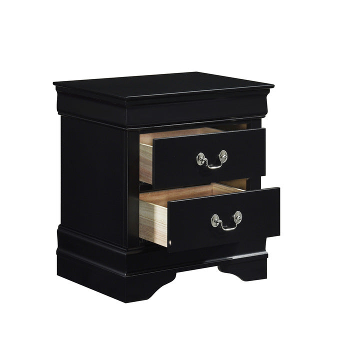 Black Wood 2-Drawer Night Stand