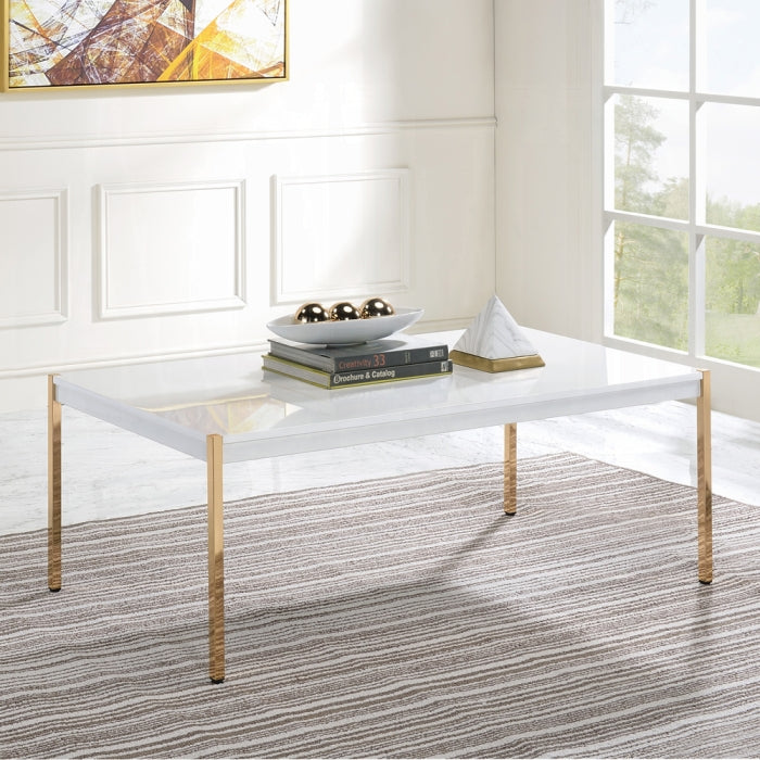 White & Gold Coffee & End Table Set