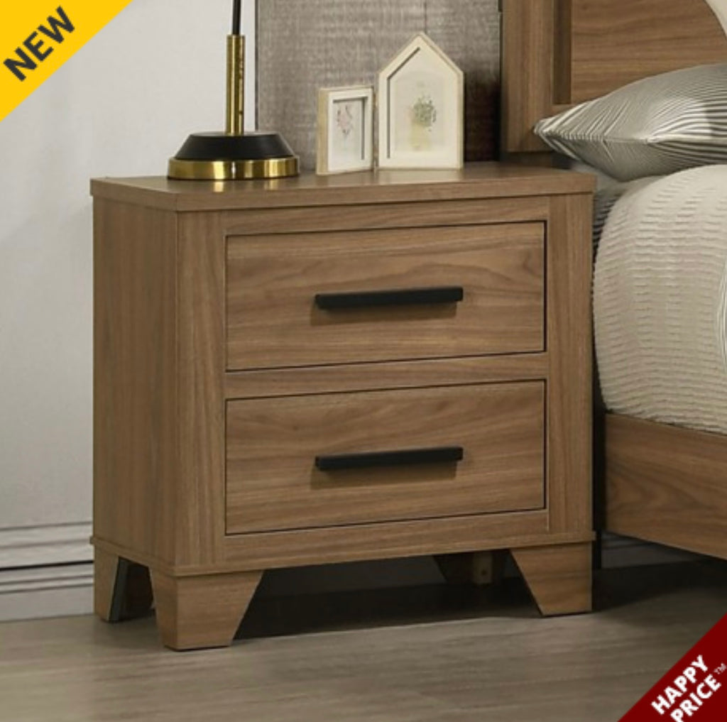 Walnut Metal Center Glide Night Stand