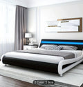 Multifunctional Floating Bed Frame With Storage Headboard And Charging Station, LED