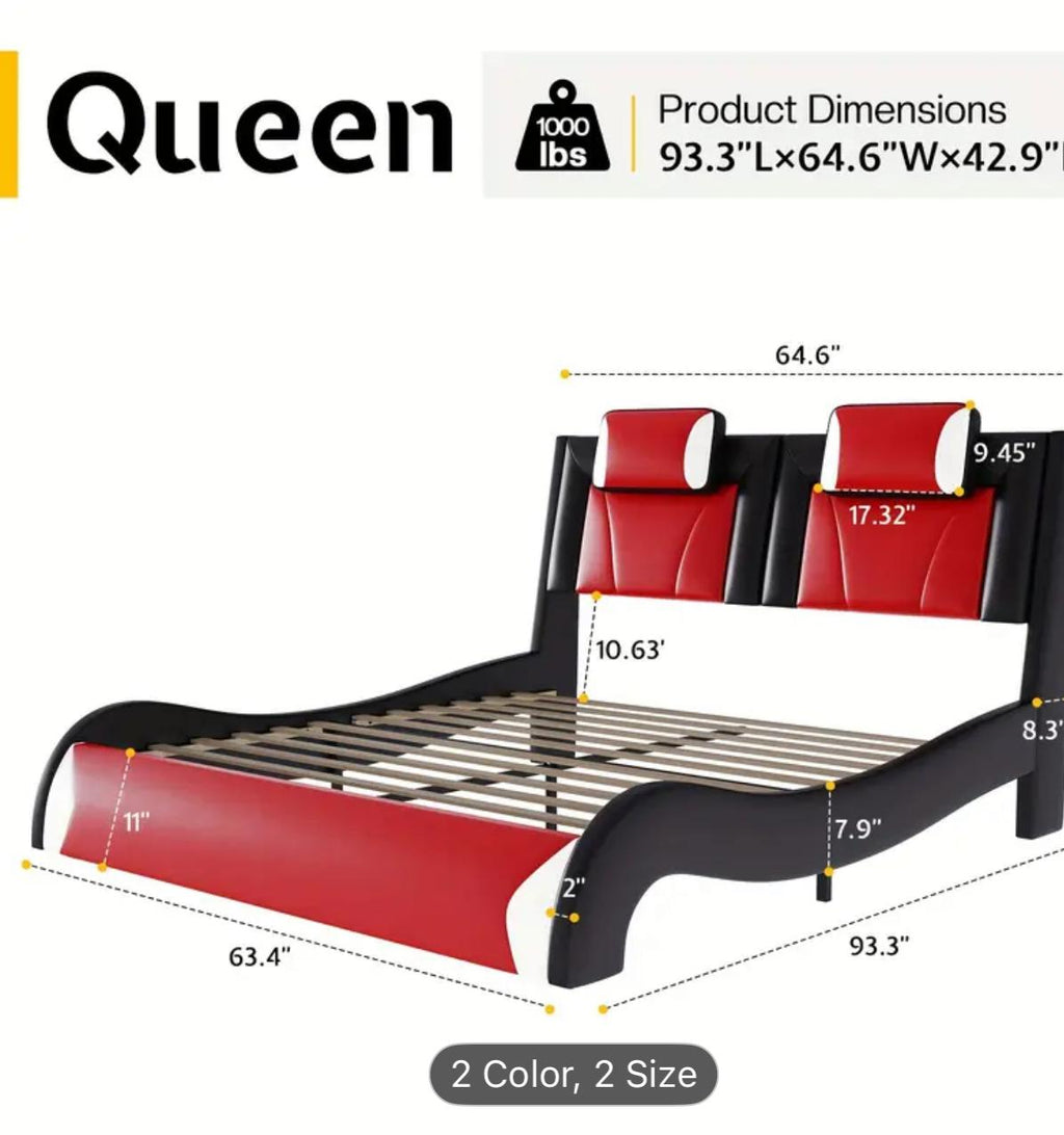 LUX/OAK Full/Queen Size Modern LED USB Bed