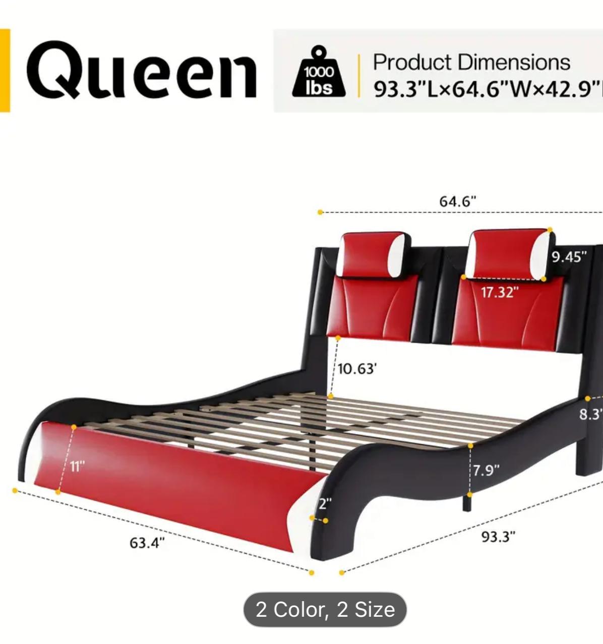 LUX/OAK Full/Queen Size Modern LED USB Bed