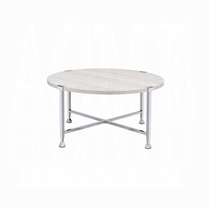 Wooden & Chrome Coffee End Table Set