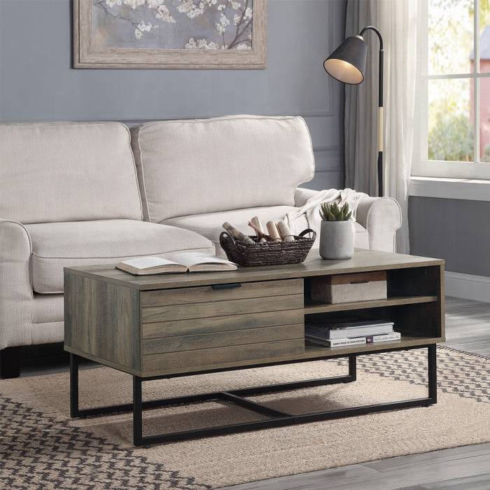 Homare Rustic Oak & Black Finish Coffee Table.