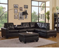 Black Leather Sectional w/ Ottoman.