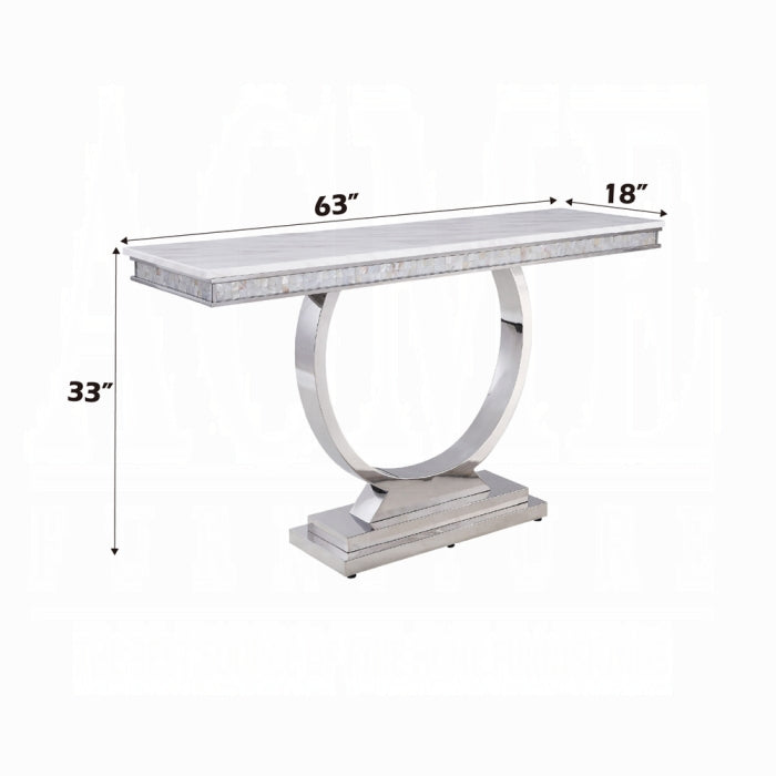 Genuine Marble Top Silver Coffee & Sofa Table Set