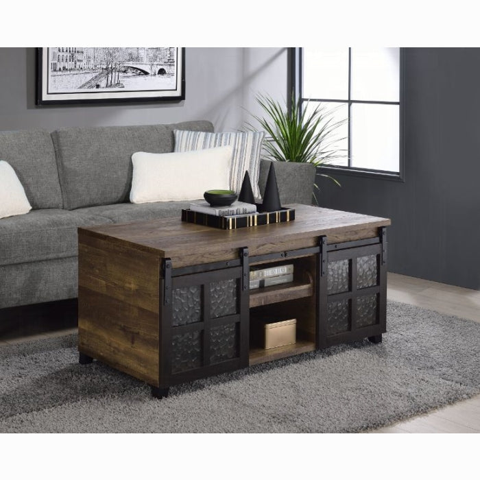 Rustic Wooden Frame & Metal Coffee Table