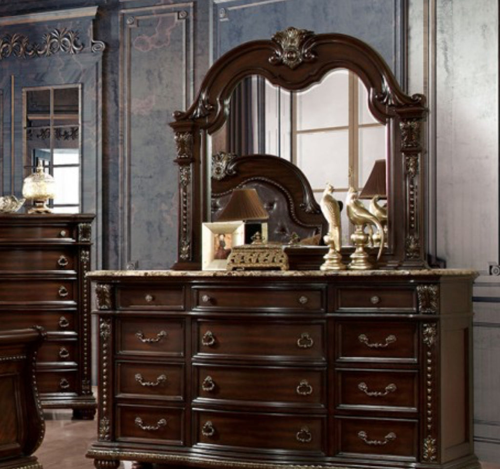 Fromberg Brown Cherry Queen King Sleigh Bed