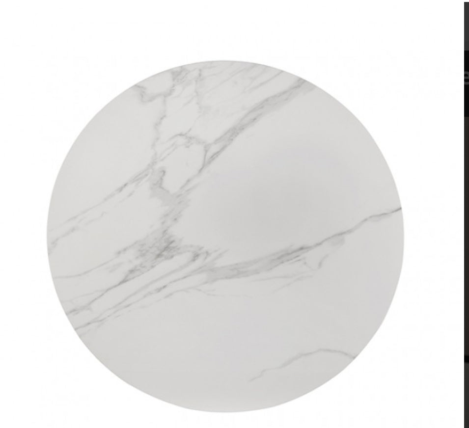 5Pc Black & White Contemporary Round Dining Table Set