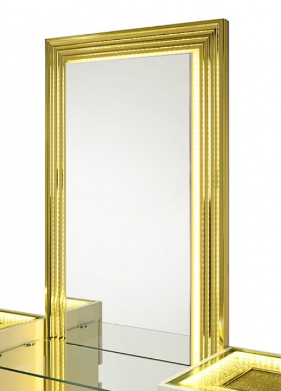 Beige Vanity Dresser with LED Lights