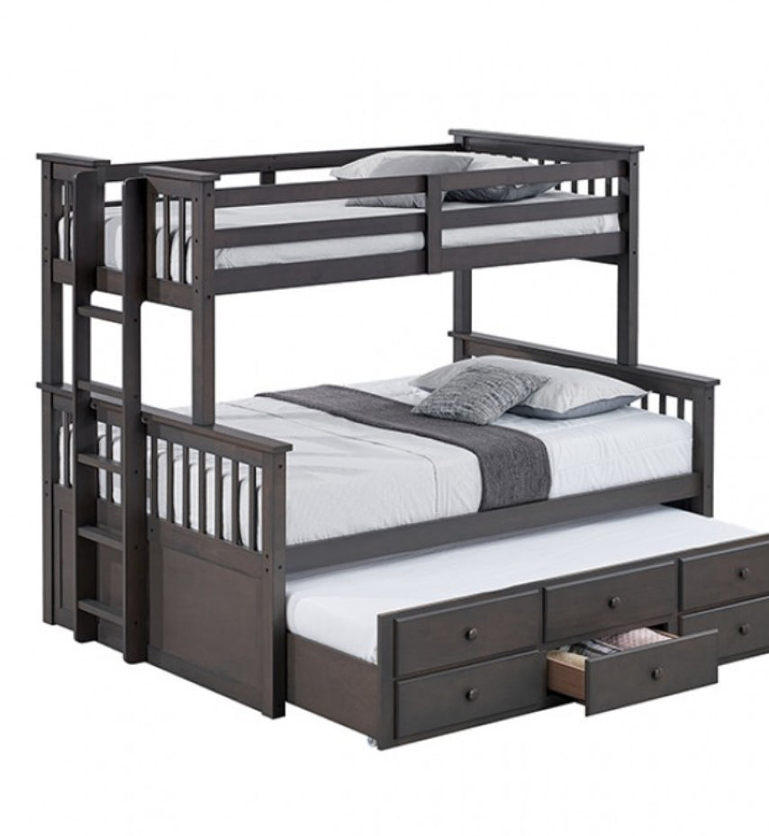 University Gray Twin/Full Bunk Bed w/Trundle