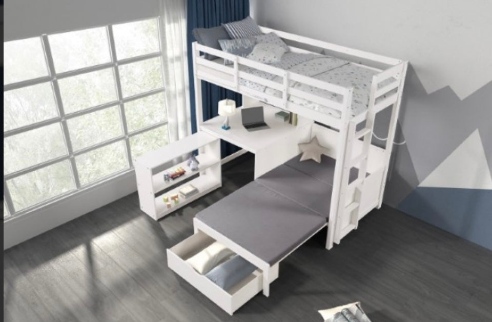 Median Twin/Twin Loft Bed w/USB Ports