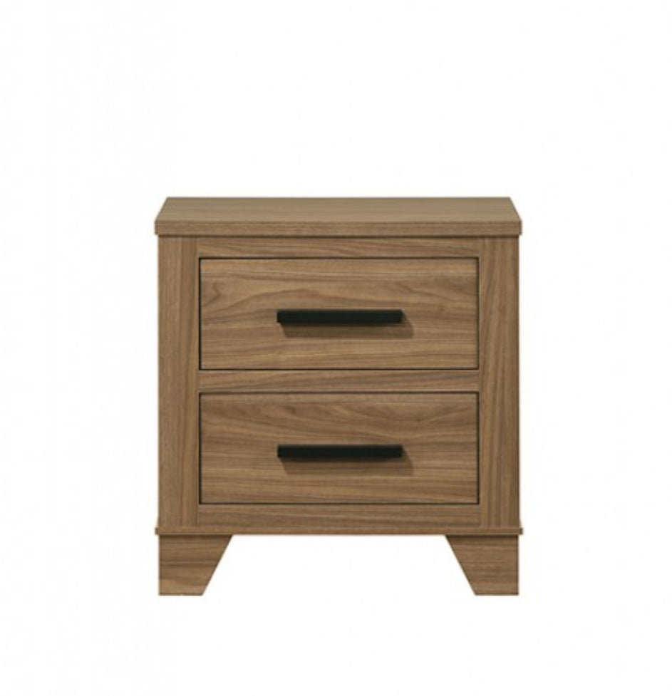 Walnut Metal Center Glide Night Stand